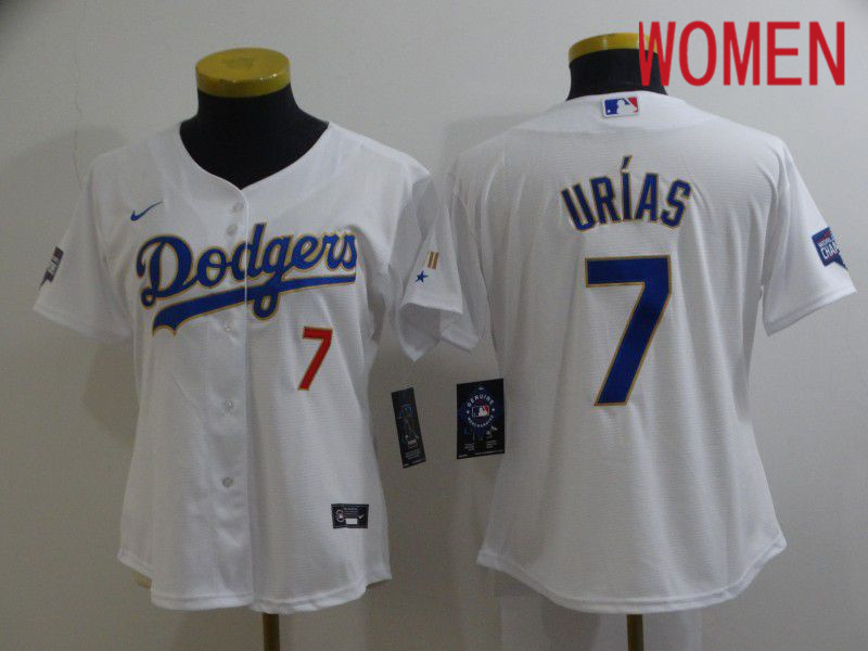 Women Los Angeles Dodgers #7 Urias White Game 2021 Nike MLB Jersey